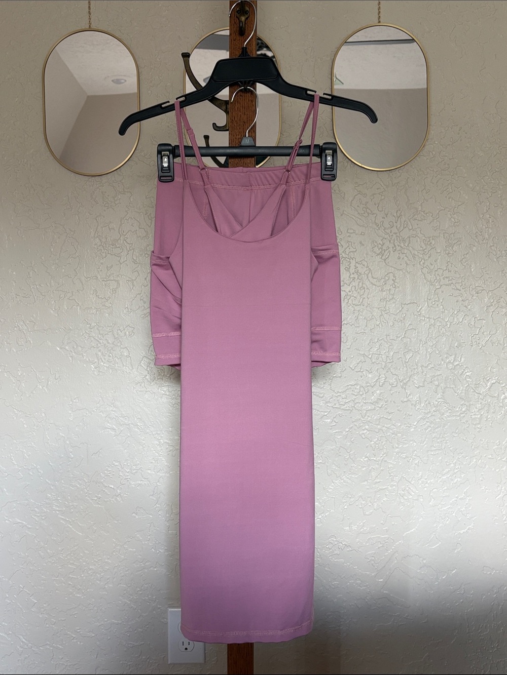 Dusty Pink Athleisure Dress with Adjustable Straps and Matching Shorts